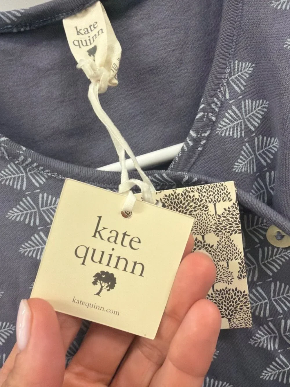 Kate Quinn Button Front Dress Grey Blue Girls Size 6Y